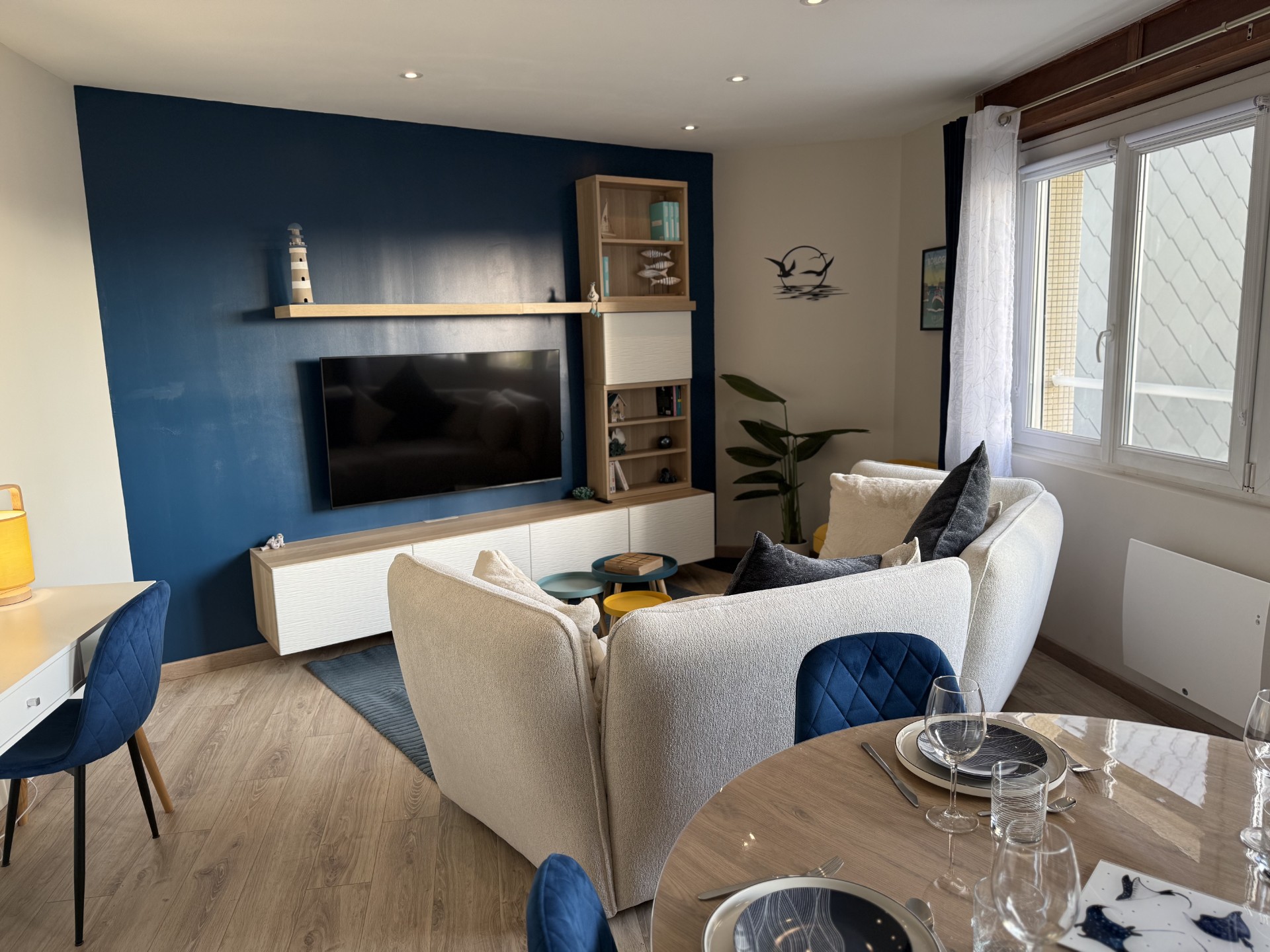 Salon confortable du Nid Marin à Boulogne-sur-Mer